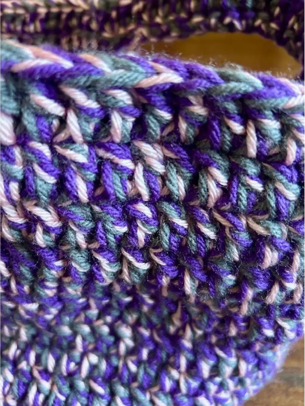 Handcrafted Multicolor Purple Crochet Basket with Handles